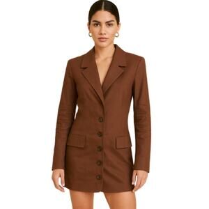 Camila Coelho Stanton Blazer Dress in Chocolate Brown – EUC Size Small